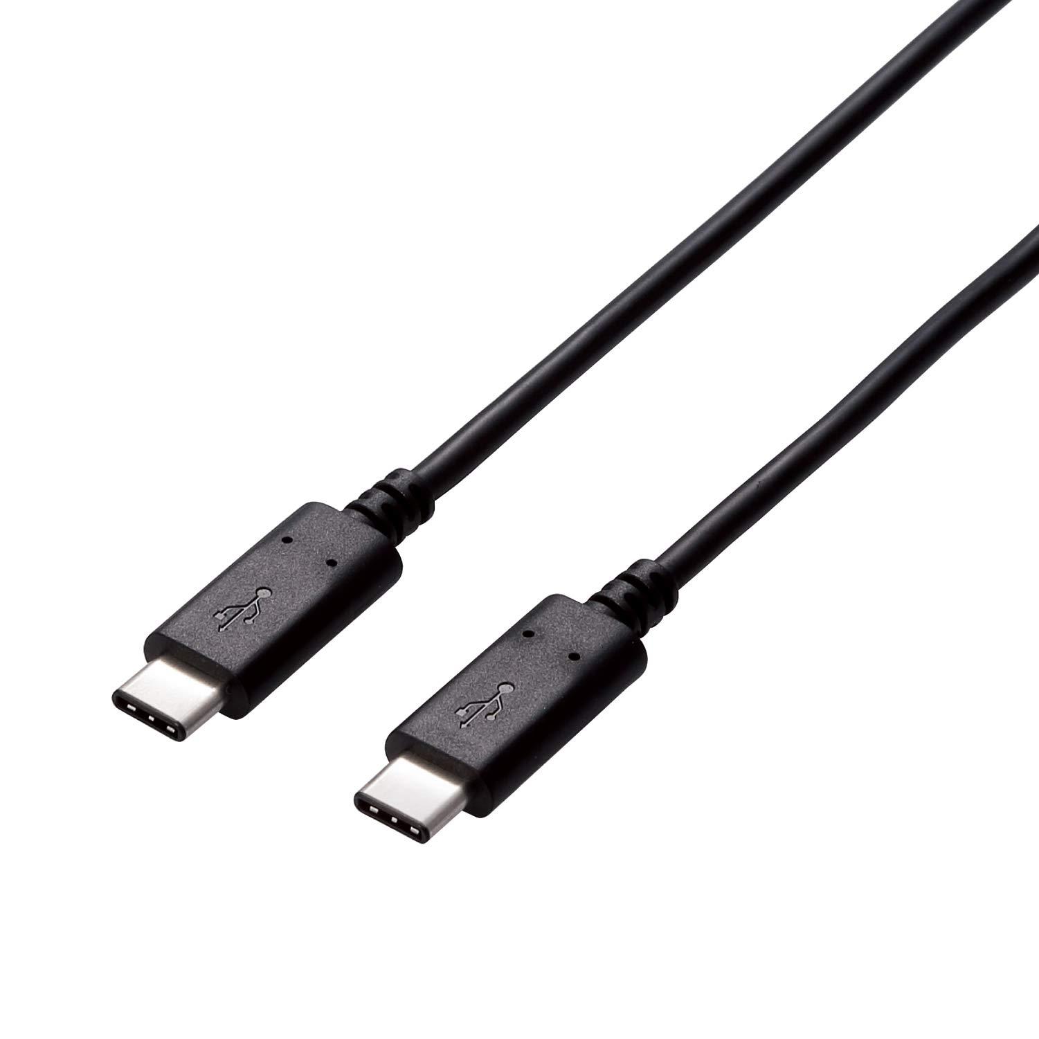 ELECOM USB Cable Type C (USB C to USB C) 2.0m USB 2.0 Certified 5A Output Max 480Mbps Black U2C-CC5P20NBK