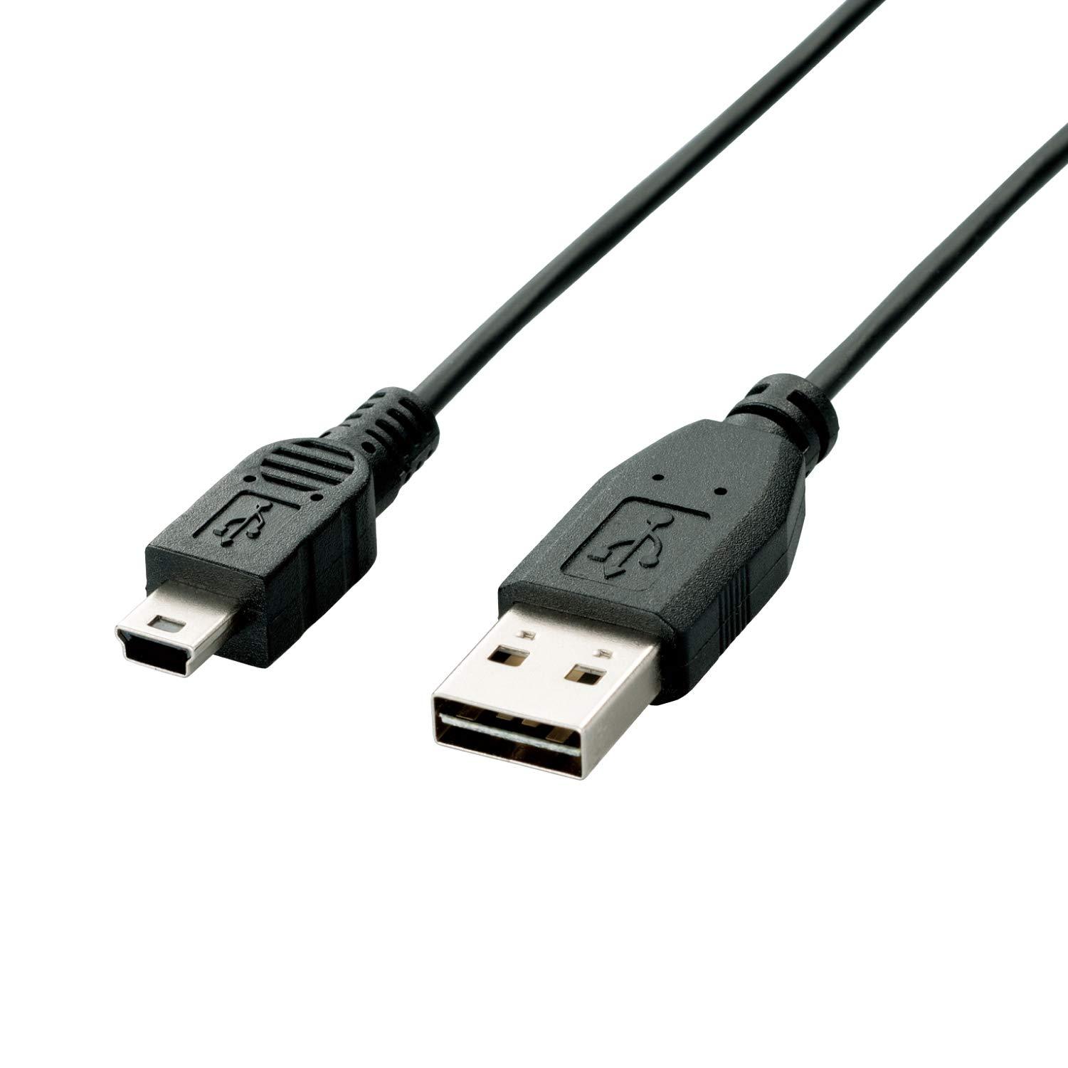 ELECOM USB Cable  USB 2.0 (USB Type-A Male to miniB Male) Reversible Connector 0.2m Black U2C-DMB02BK