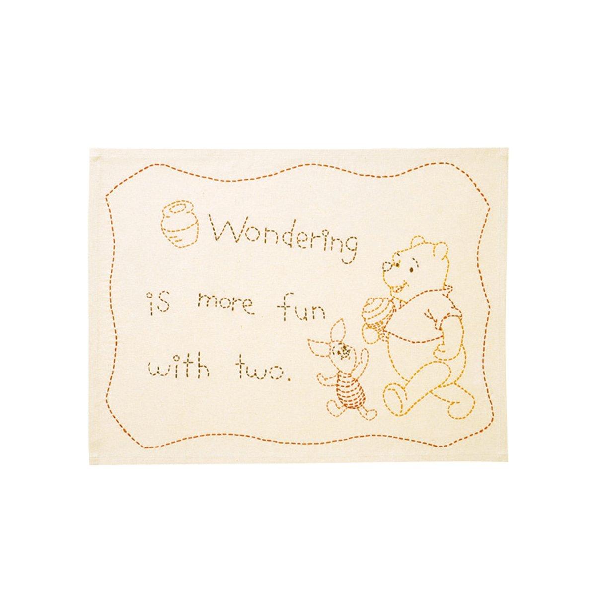 Olimpas Silk Sashiko Kit Disney Lunch Mat Friendship Pooh Natural 385