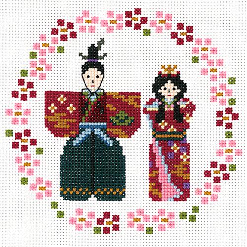 Olympus Silk Cross Stitch Embroidery Kit Hinamatsuri Standing Dolls Off-White 7457