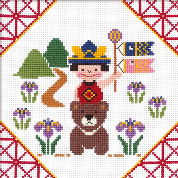 Olimpas Silk Cross Stitch Embroidery Kit: Kintaro and the Bear 7478
