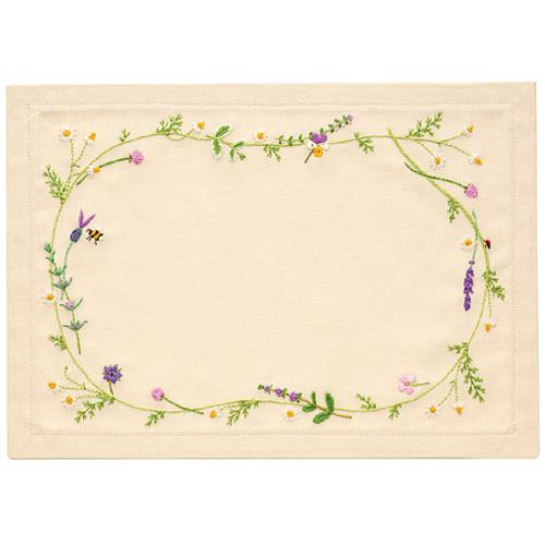 Olimpas Silk Embroidery Kit “my sweet garden” No.9027 Herb (Tea Mat)