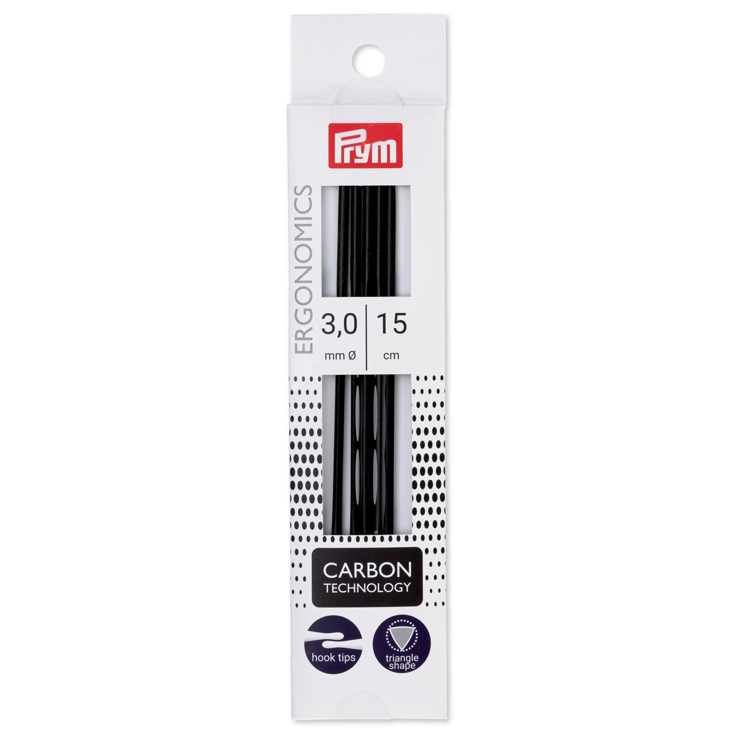 Prym Ergonomic Carbon Knitting Needles, 5-Piece Set, 15cm, 3.0mm PRM194182