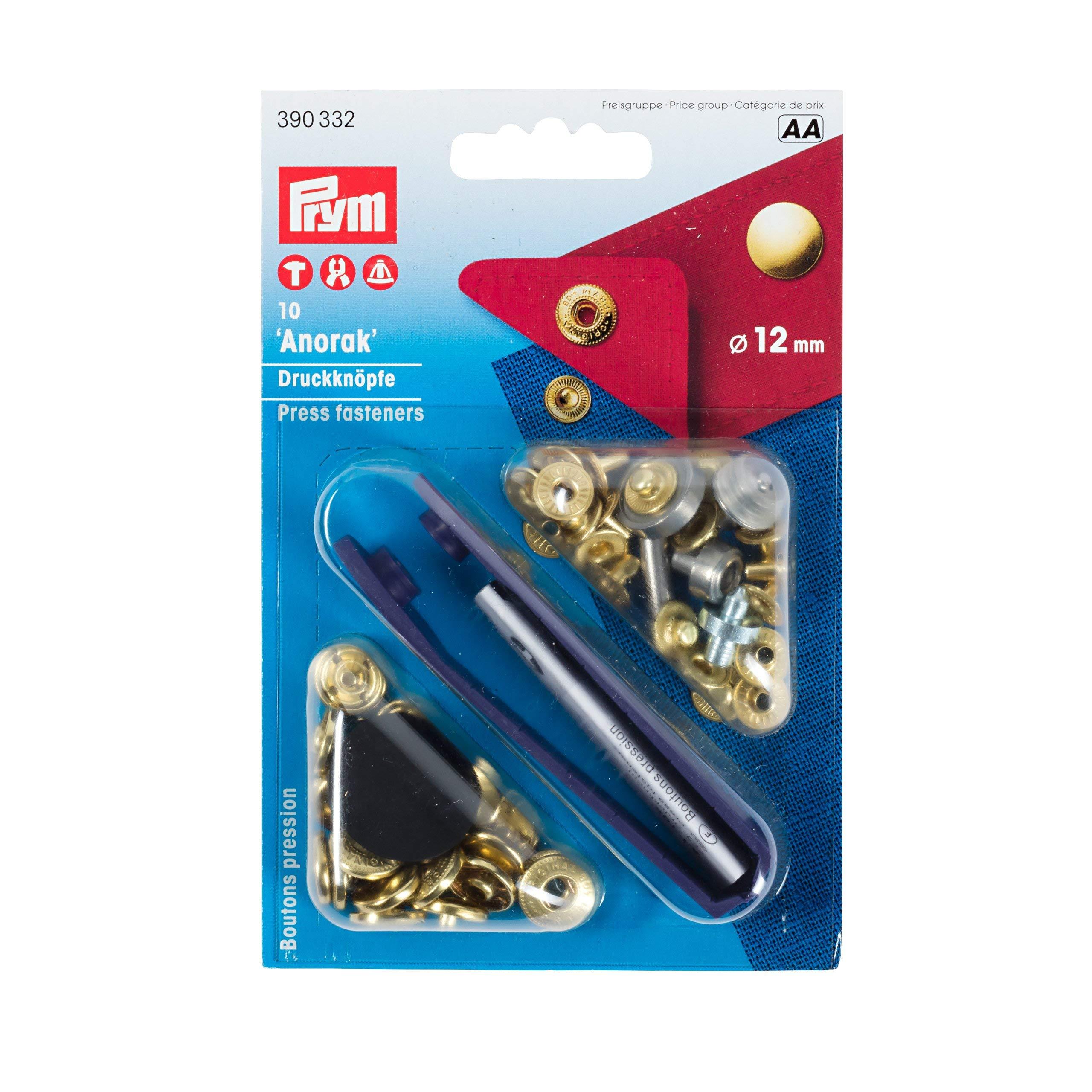 Prym Snap Button Anorak Kit φ12mm 10 Pairs Gold 390332