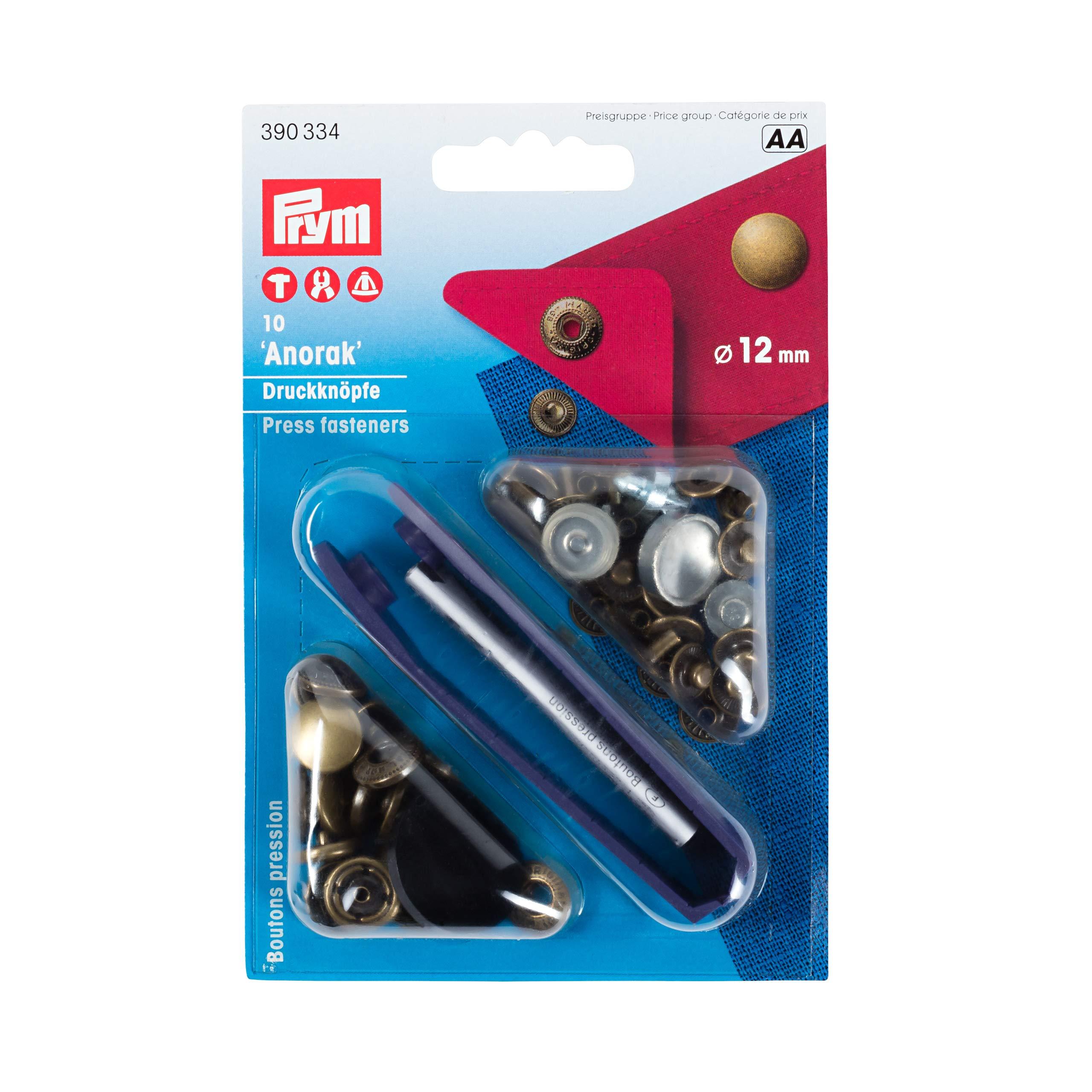 Prym Snap Button Anorak Kit φ12mm 10 Sets Antique Brass 390334