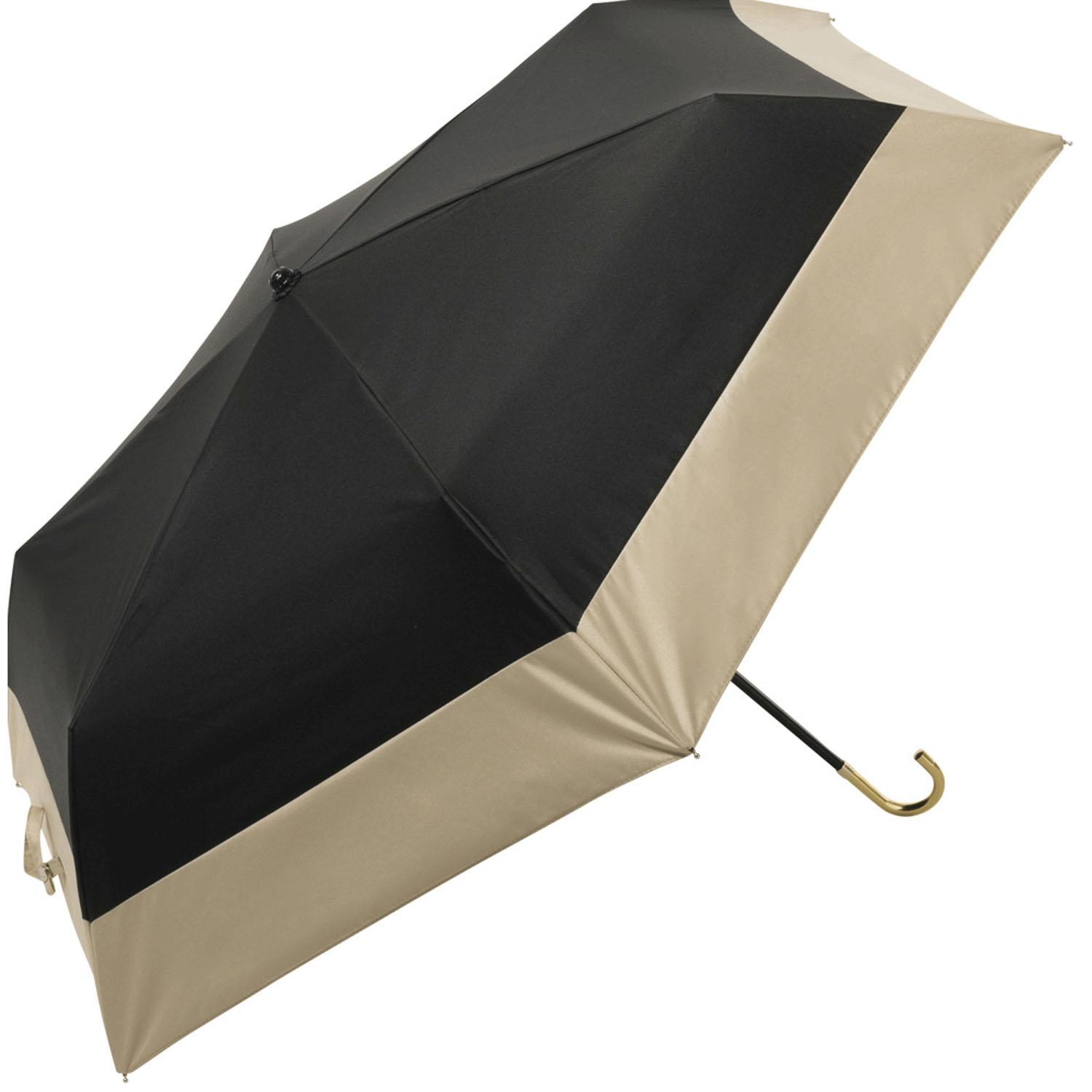 Because Folding Umbrella 50cm UV Protection Approx. 99.9% Light Blocking Rate 99.9% Commuting, School Commute, Sun Umbrella Sun and Rain Use Women's, Ladies' Stylish, Black Complete Light Blocking PU Bicolor Mini