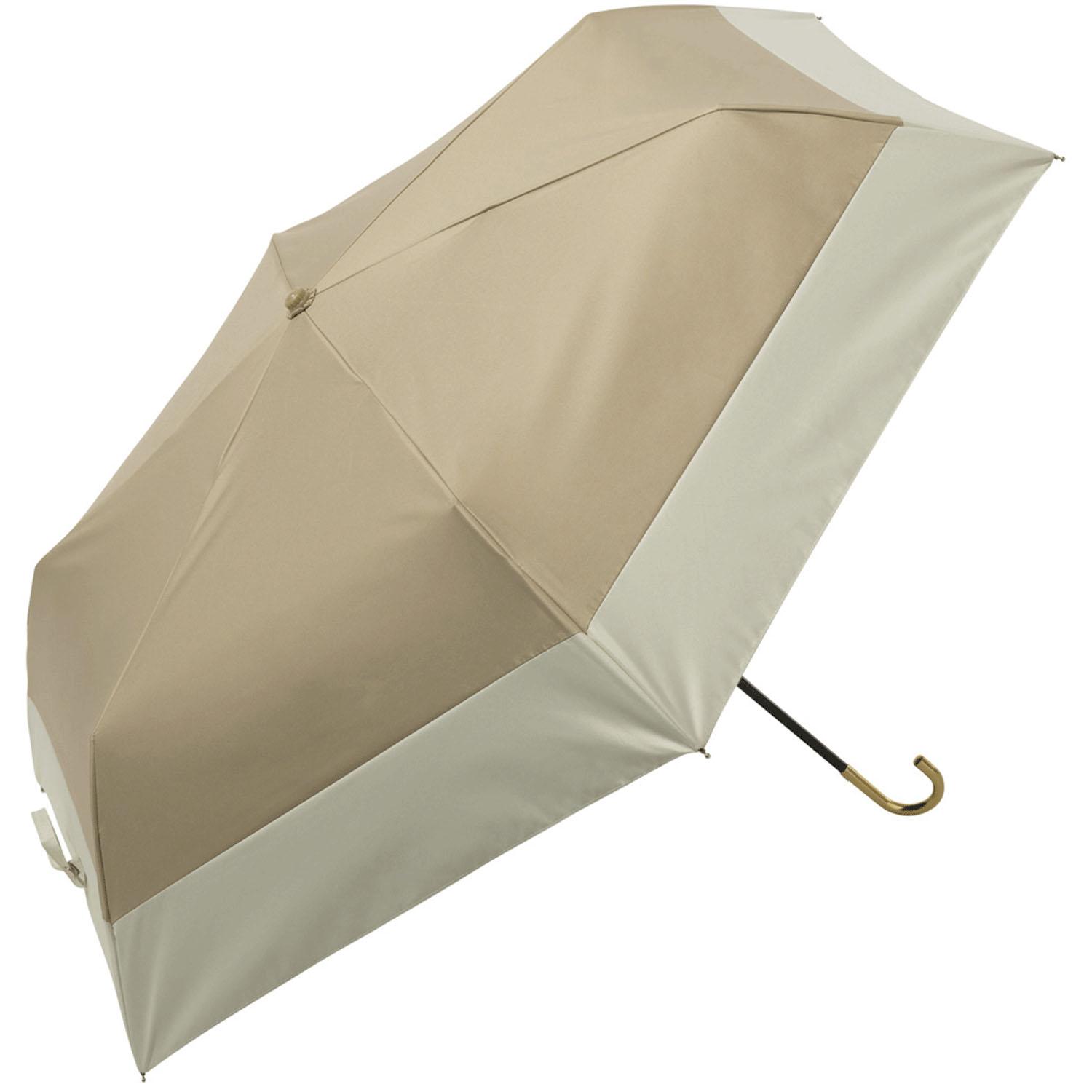 Because Folding Umbrella 50cm UV Protection Approx. 99.9% Light Blocking Rate 99.9% Commuting, School Commute, Sun Umbrella Sun and Rain Use Women's, Ladies' Stylish Beige Complete Light Blocking PU Bicolor Mini