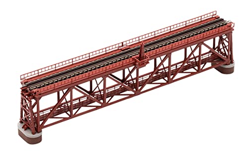 TOMIX N Gauge Overhead Single-Track Truss Bridge S280 (F) Red (Includes 2 Brick Bridge Piers) 3266 Railroad Model Accessories