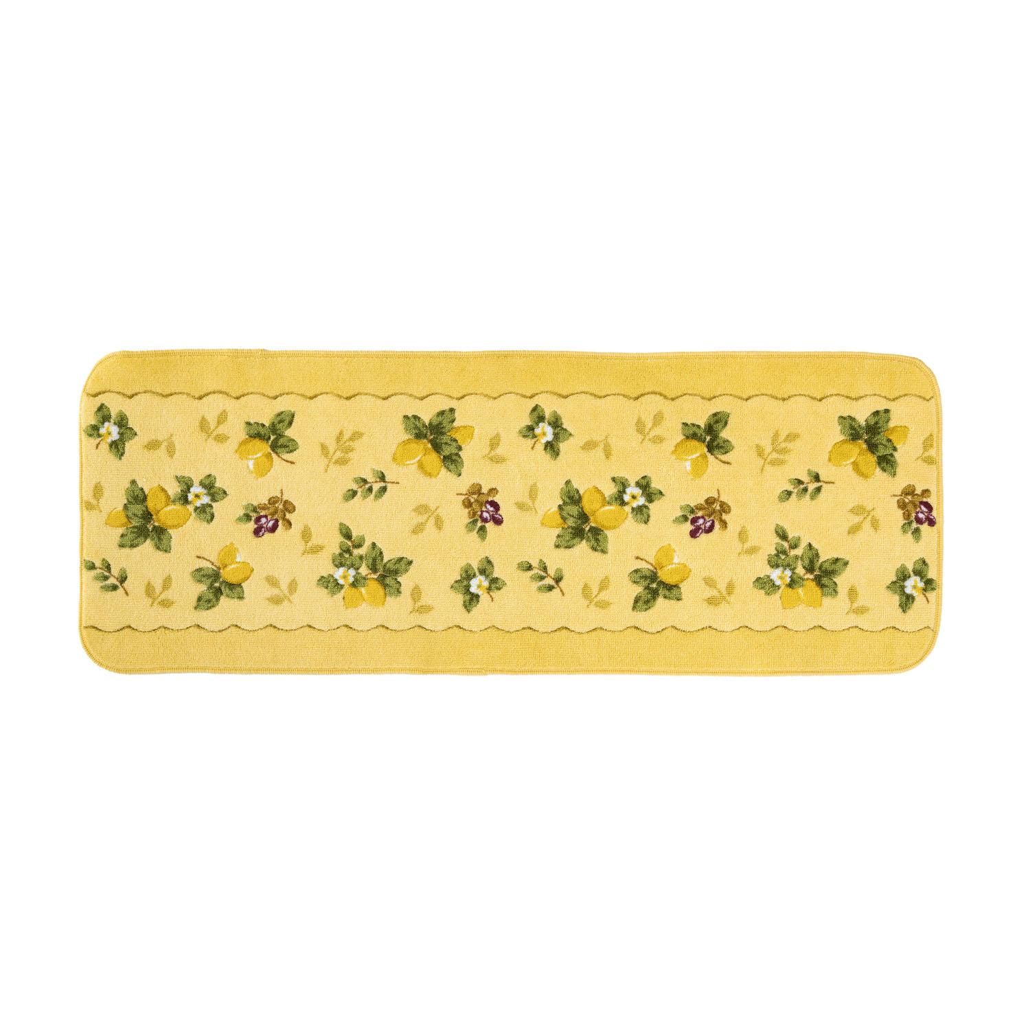 OKA Provence Ciel Kitchen Mat Approx. 45 x 120cm Yellow Made in Japan Antibacterial Deodorant Treatment Non-Slip Washable Kitchen Mat 120