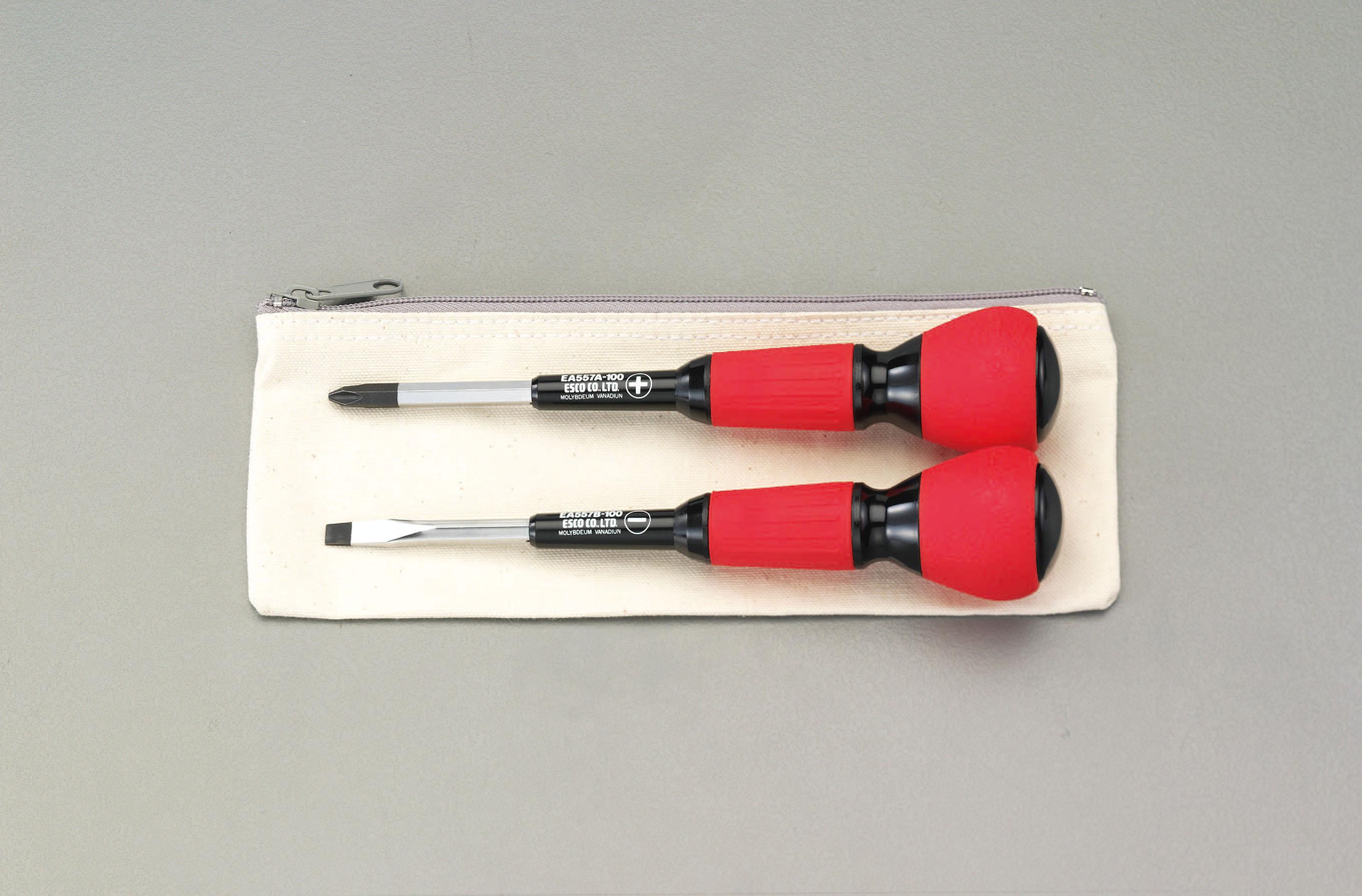 ESCO 2-Piece Set [+-] Screwdriver (Power Grip Denko) EA557AB-10