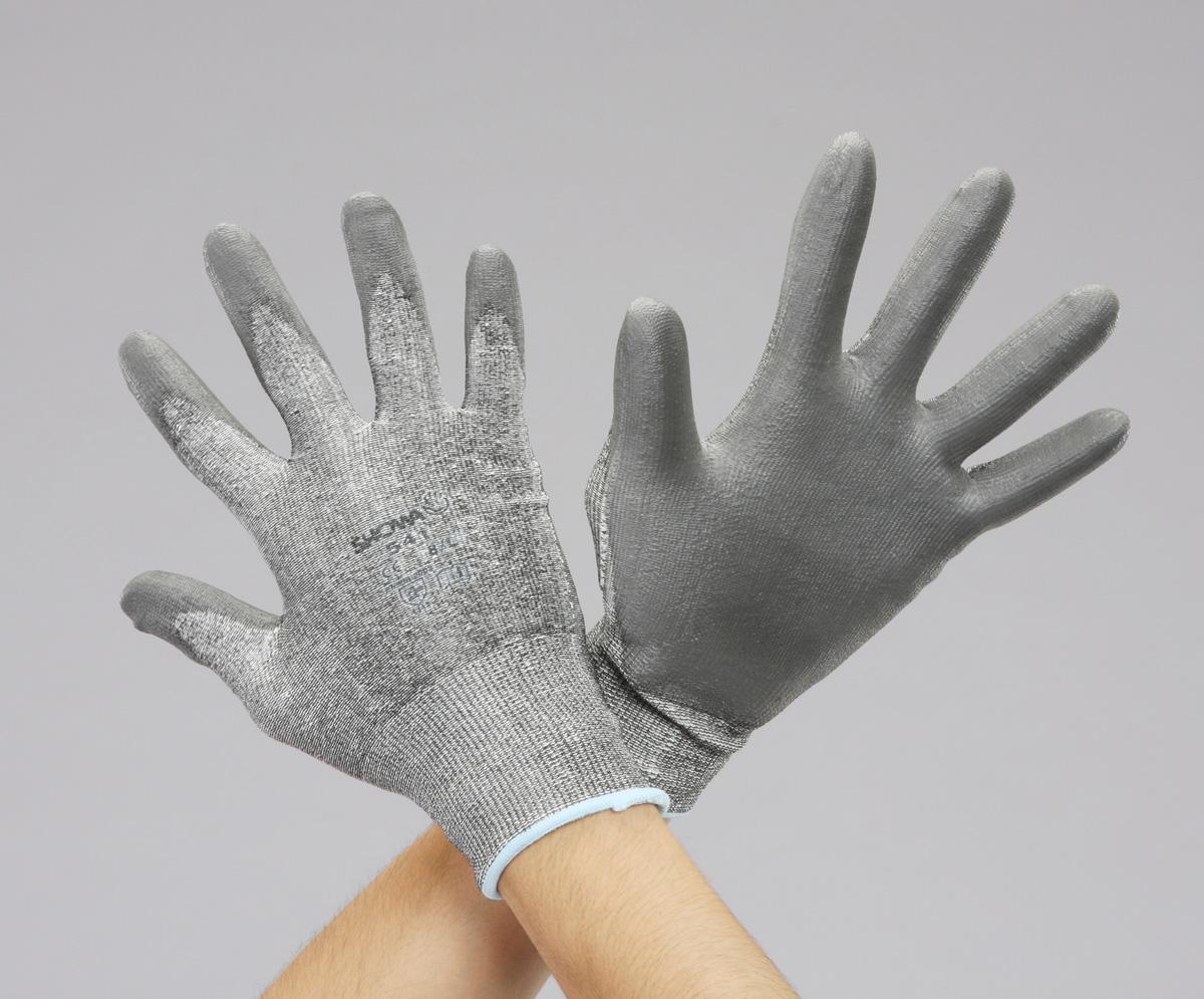 [L] Gloves (Cut-resistant/High-strength polyethylene and polyurethane) Body: Black Cuff: Red L