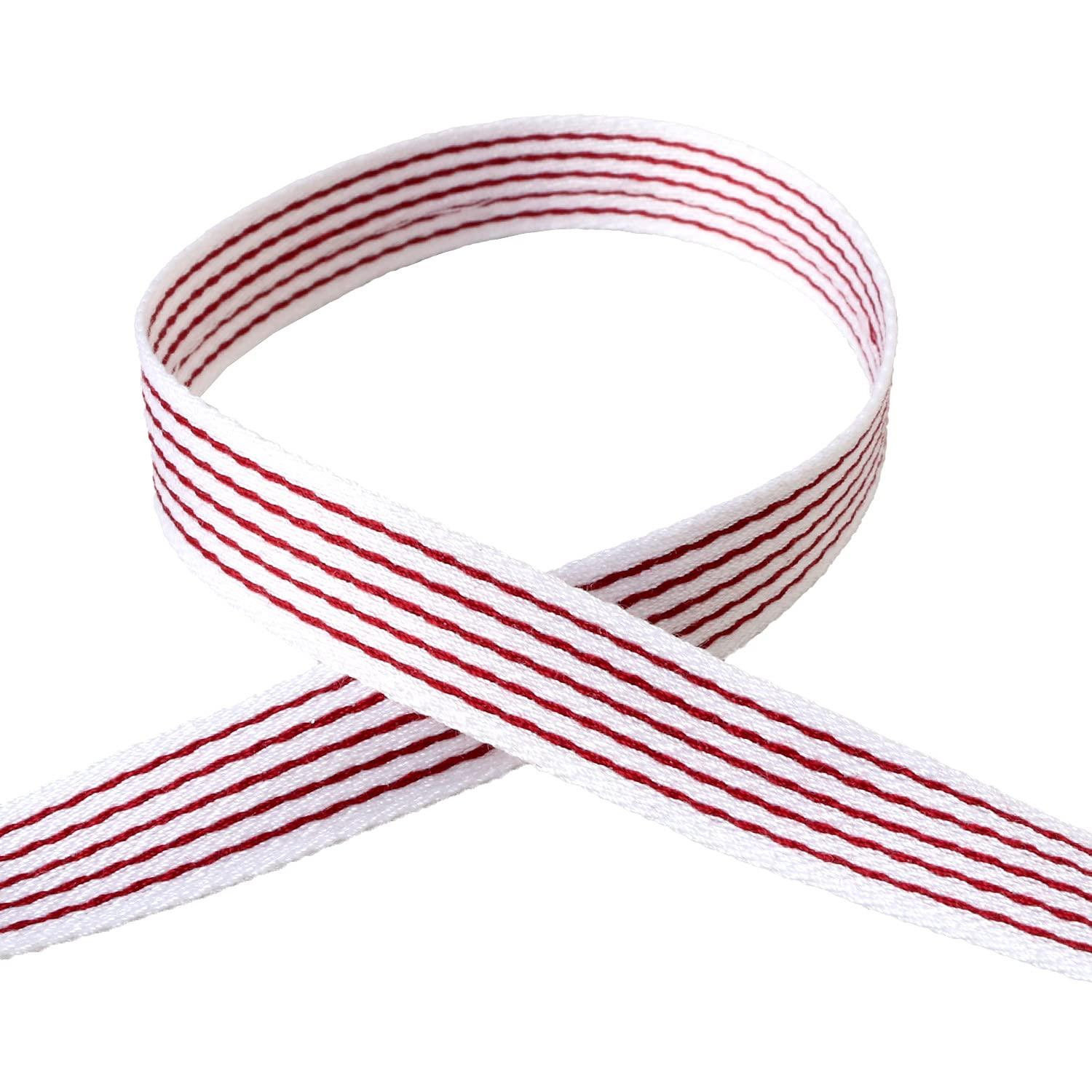 Konishi Ribbon Fancy Stripe Ribbon 10mm Width × 10m Roll Red KR3002-10-35