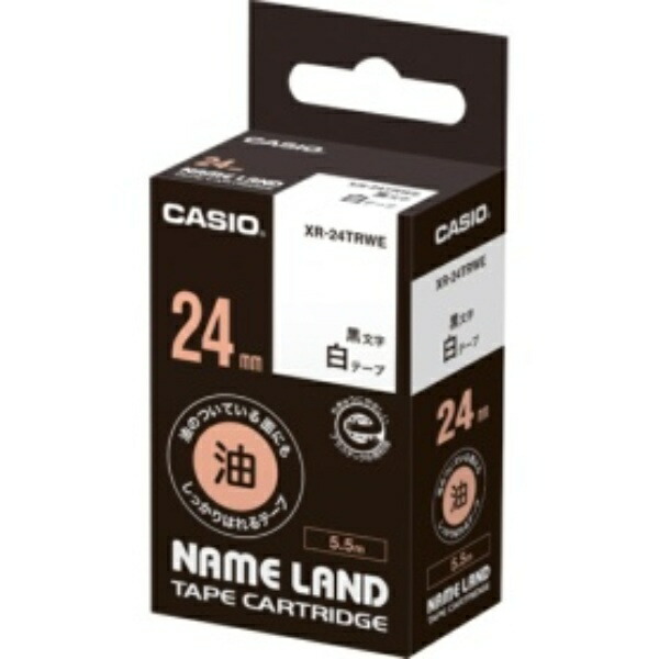 Casio Label Writer Name Land Tape that sticks firmly even on oily surfaces 24mm XR-24TRWE White