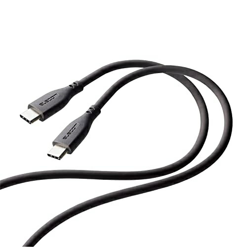 ELECOM Type-C to Type-C Cable (USB PD Compatible) Maximum 60W Output Silicone Material Soft and Smooth Feel 1m Gray MPA-CCSS10GY