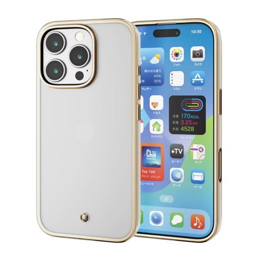 ELECOM iPhone 16 Pro Case Clear Slim Metallic Frame Soft TPU Wireless Charging Compatible with Strap Hole &me Cute Stylish Greige PM-A24CUCTMLGB