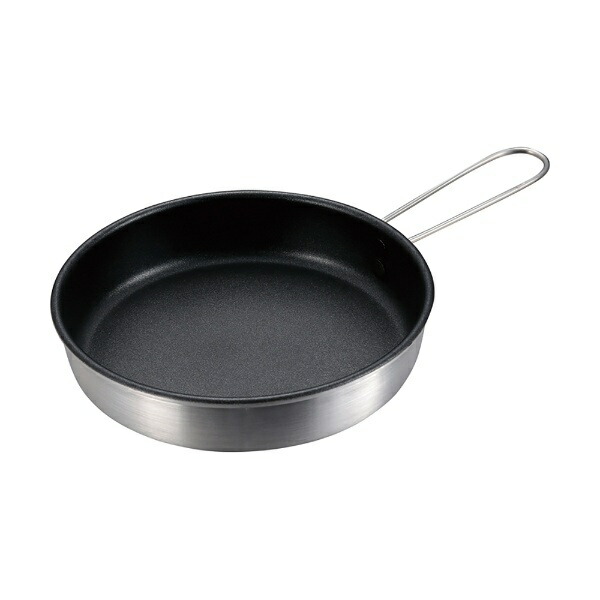 CAPTAIN STAG Barbecue Frying Pan Pot with Teflon® Coating Aluminum Construction Foldable Handle Mini Frying Pan 16cm UH-4112