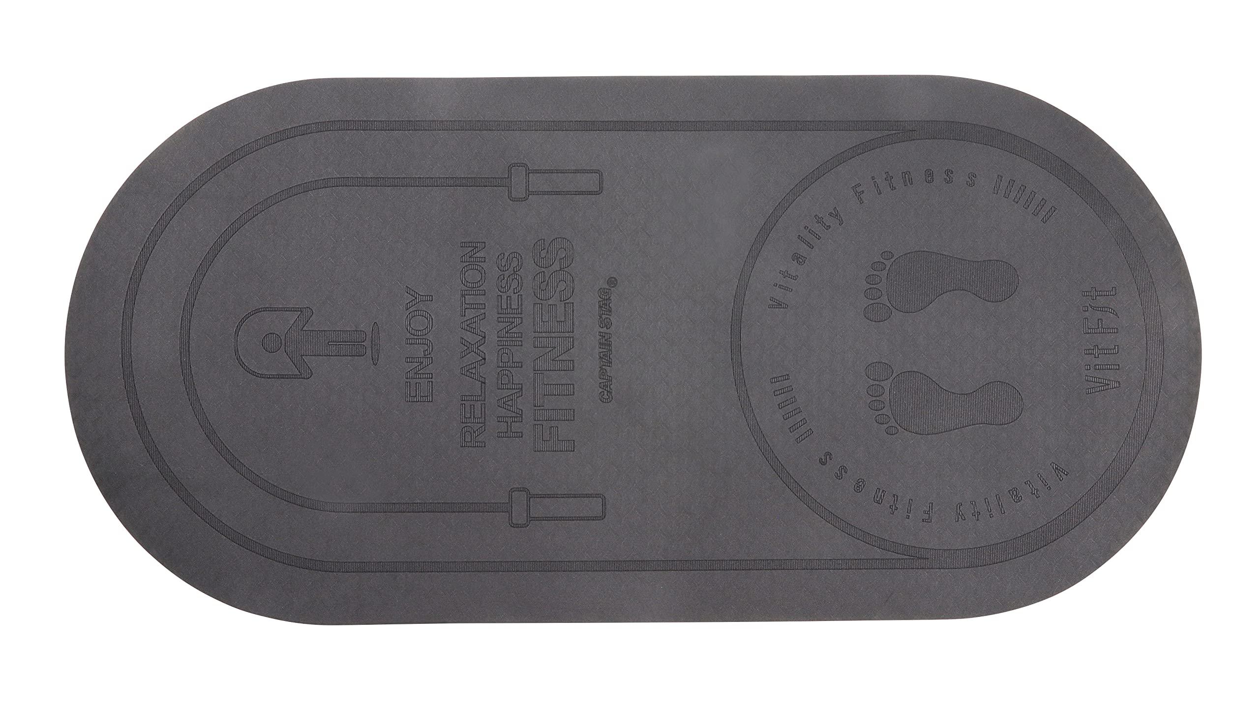 CAPTAIN STAG Yoga Mat Exercise Mat Training Mat Jumping Mat 6mm Thickness Shock Absorption Noise Reduction Non-Slip Waterproof Black Vit Fit UR-927