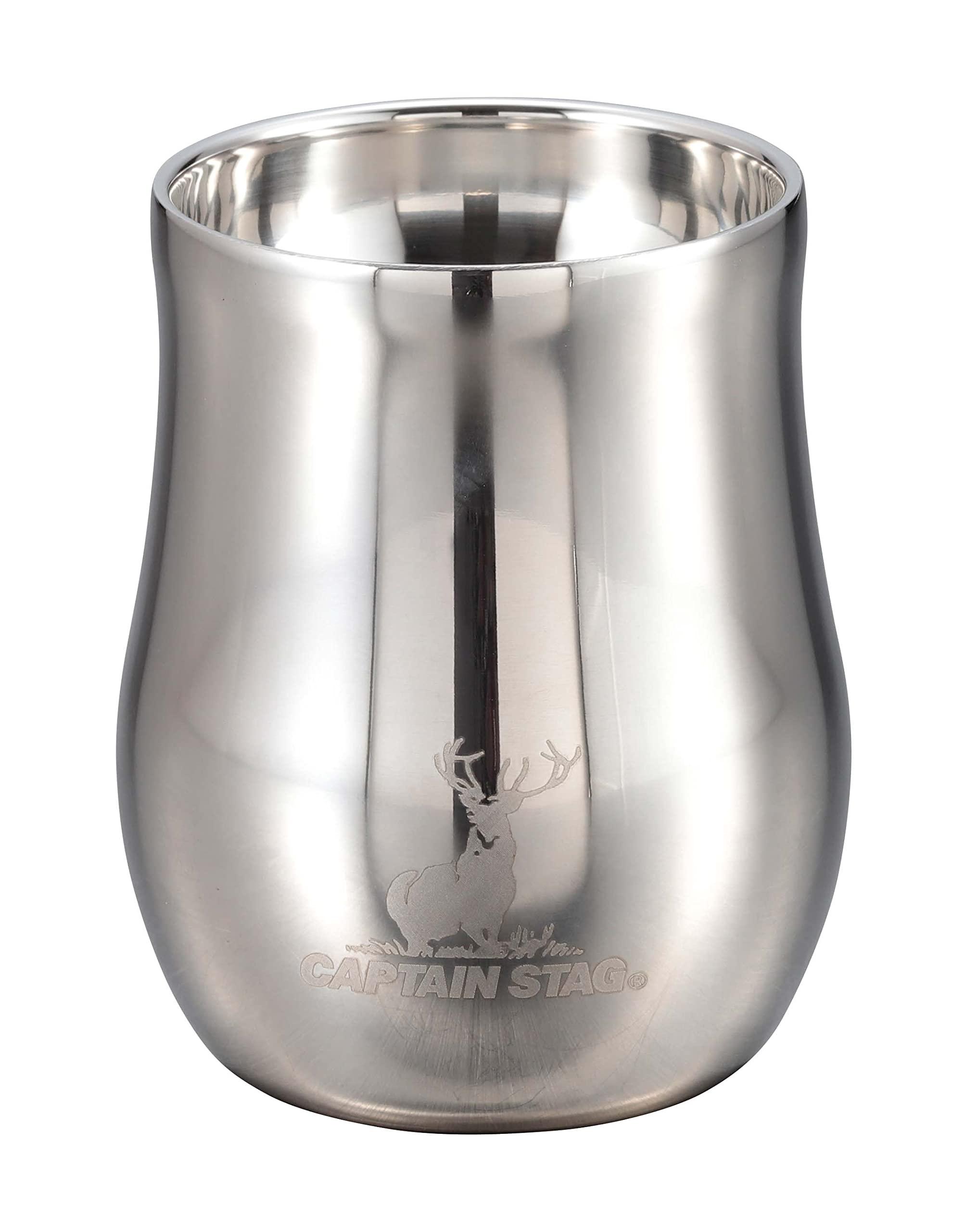 CAPTAIN STAG Outdoor Cup Mug Vacuum Double-Wall Tumbler 240ml Insulated Stainless Steel Silver Mirror Finish UE-3570