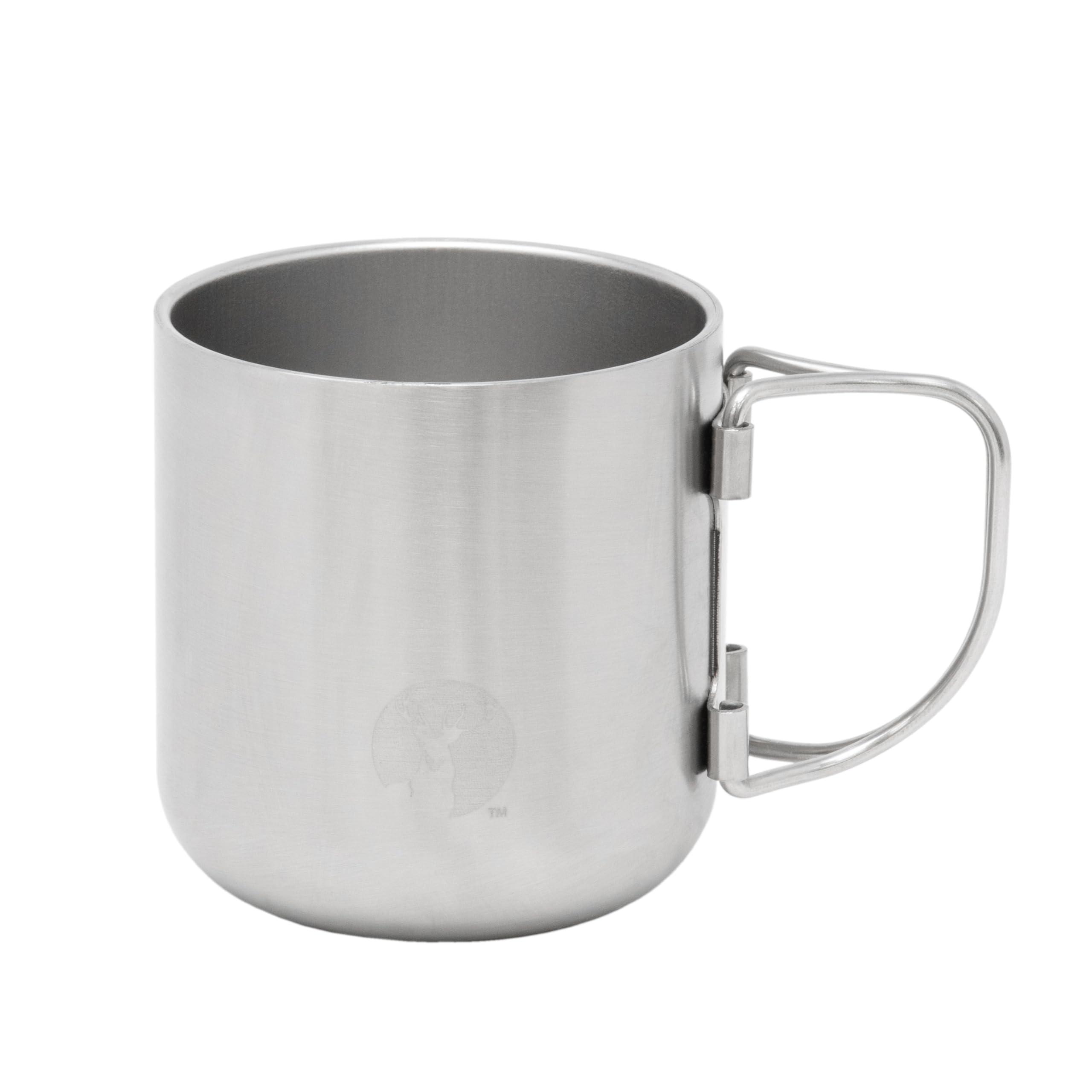 CAPTAIN STAG Outdoor Cup Mug Tumbler CS Vacuum Foldable Handle Mug 300ml Stainless Steel Silver UE-3595