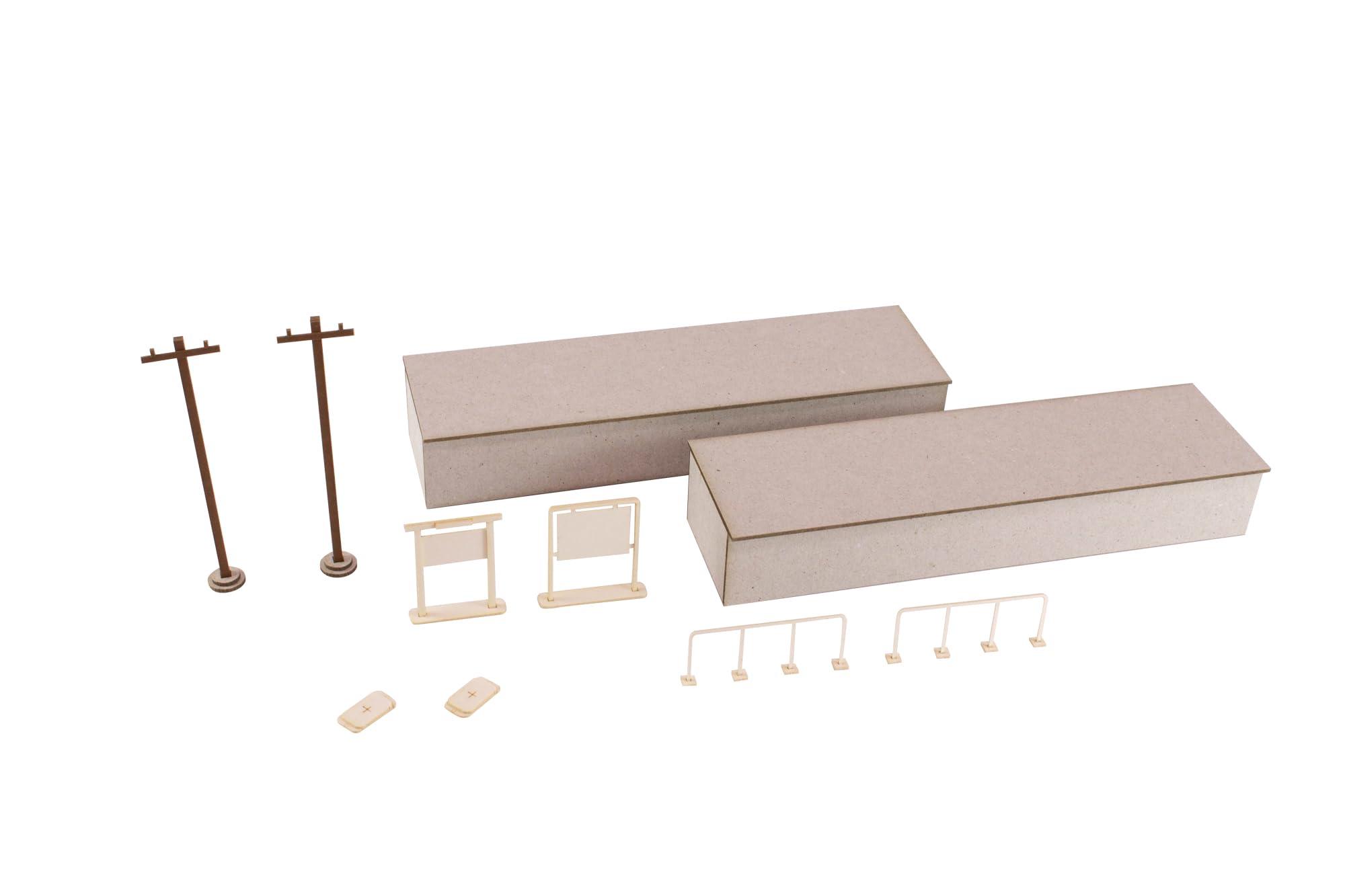 PLUMPMOA HO Gauge 1/80 Street Corner Accessories Series Island Platform Extension Set A (Electric Pole & Station Nameplate) Paper Kit MS079 Diorama Supplies