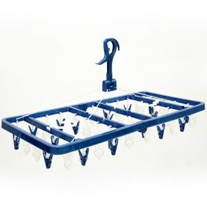 Towa Industries Laundry Drying Rack Clothes Hanger Pinch Hanger LST with Double Hooks 42 Clips Blue Stable Design Double Hooks Large Size Approx. Width 35 x Depth 70 x Height 35.5 cm