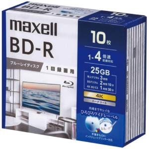 Maxell Recording Blu-ray Disc BD-R Wide Label Disc (Supports 1x to 4x Speed) 10-Pack BRV25WPG.10S