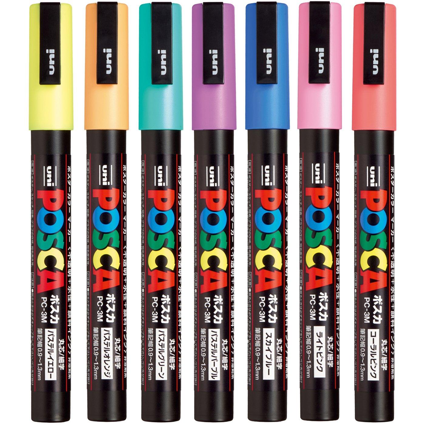 Mitsubishi Pencil Water-Based Pen POSCA Fine Tip Round Tip 7 Colors PC3M7C