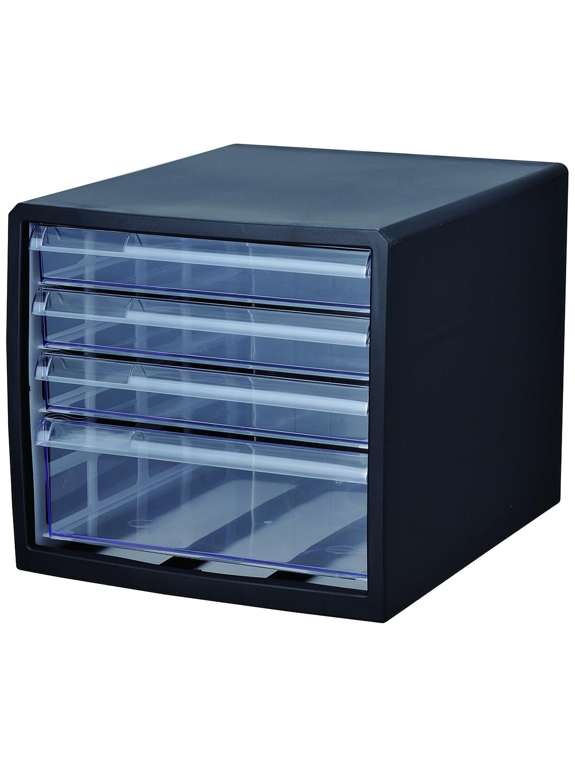 Strix Design Letter Case Shallow 3-Tier + Deep 1-Tier Black Made in Japan A4 Drawers Small Item Storage HS-919