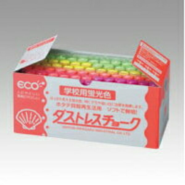 Nippon Rikagaku Dustless Fluorescent Chalk 4 Colors DCK-72-4C 72 Pieces