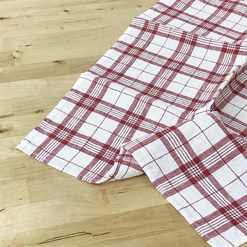 Nankai Trading Linne Kitchen Towel Check WH/RE 0118-046