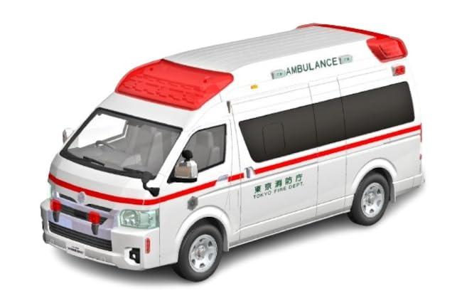 Aoshima Bunka Kyozai-sha 1/32 Rakupura Snap Kit No.02-HM Toyota Hi-Medic Ambulance Pre-colored Plastic Model Kit