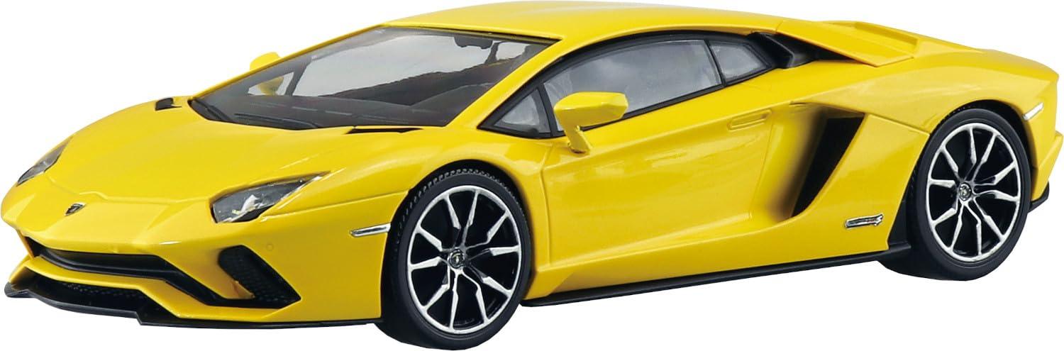 Aoshima Bunka Kyozai-sha 1/32 Rakupura Snap Kit No.07-PY Lamborghini Aventador S Pearl Yellow Pre-colored Plastic Model Kit (Automobile)