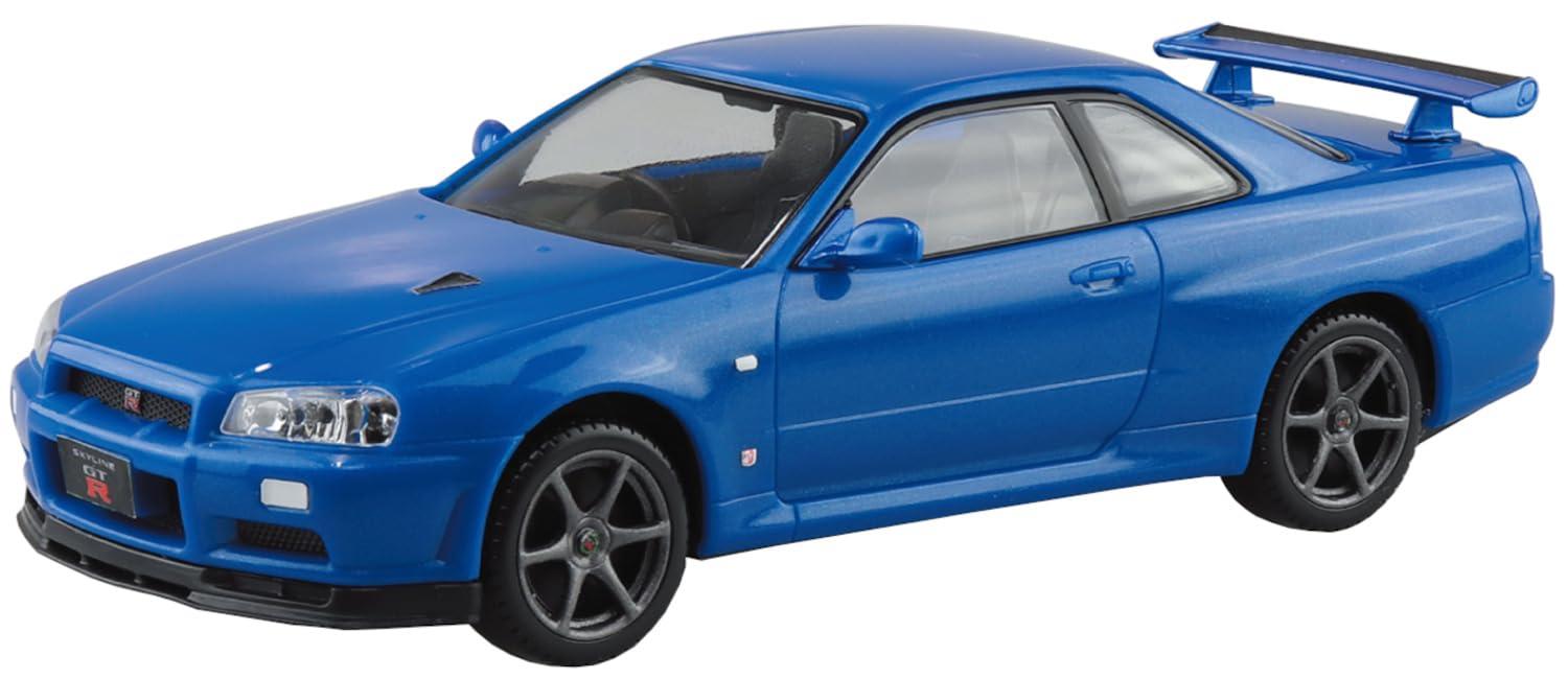Aoshima Bunka Kyozai-sha 1/32 Rakupura Snap Kit No.12-BB Nissan R34 Skyline GT-R Bayside Blue Pre-colored Plastic Model Kit (Automobile)