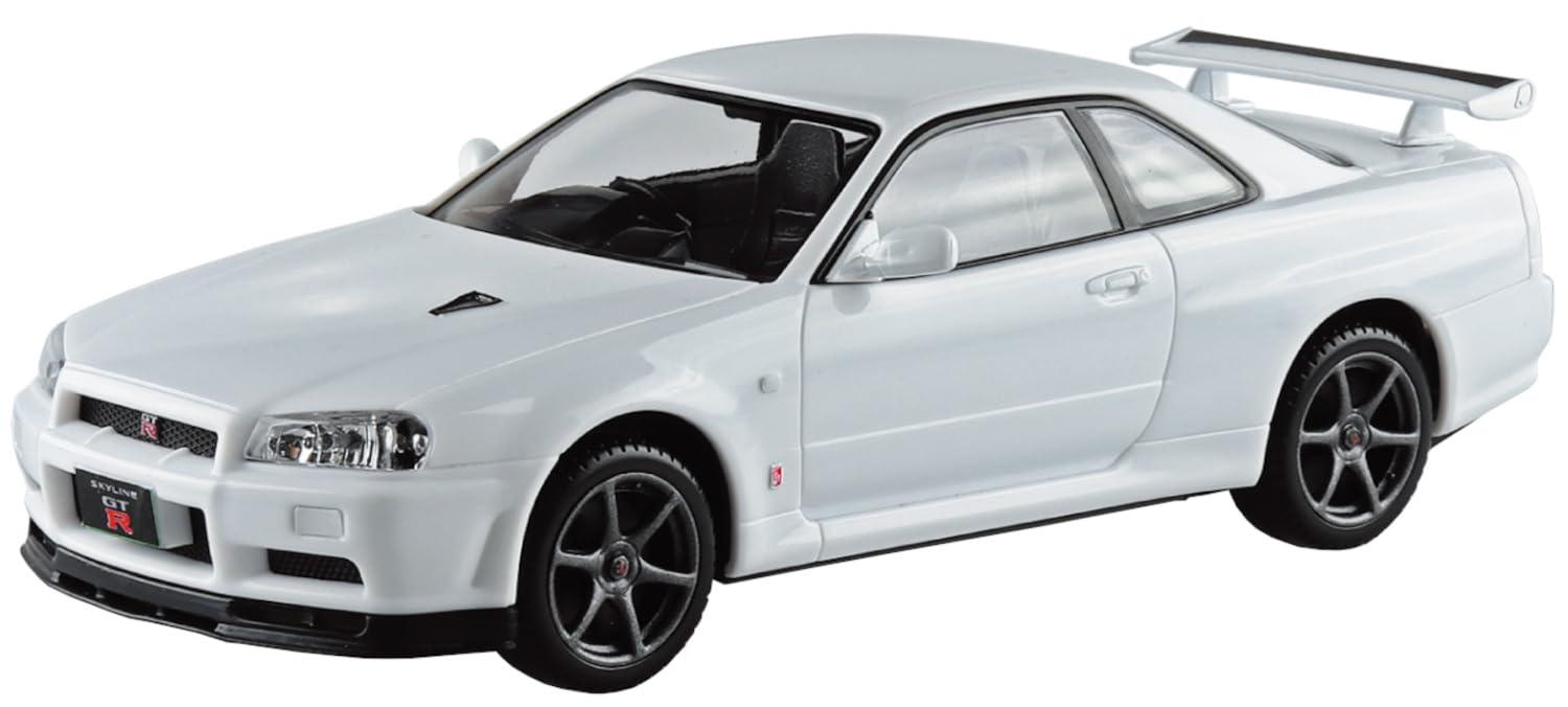 Aoshima Cultural Textbook Co., Ltd. 1/32 Rakupura Snap Kit No.12-WH Nissan R34 Skyline GT-R White Pre-colored Plastic Model Kit (Automobile)