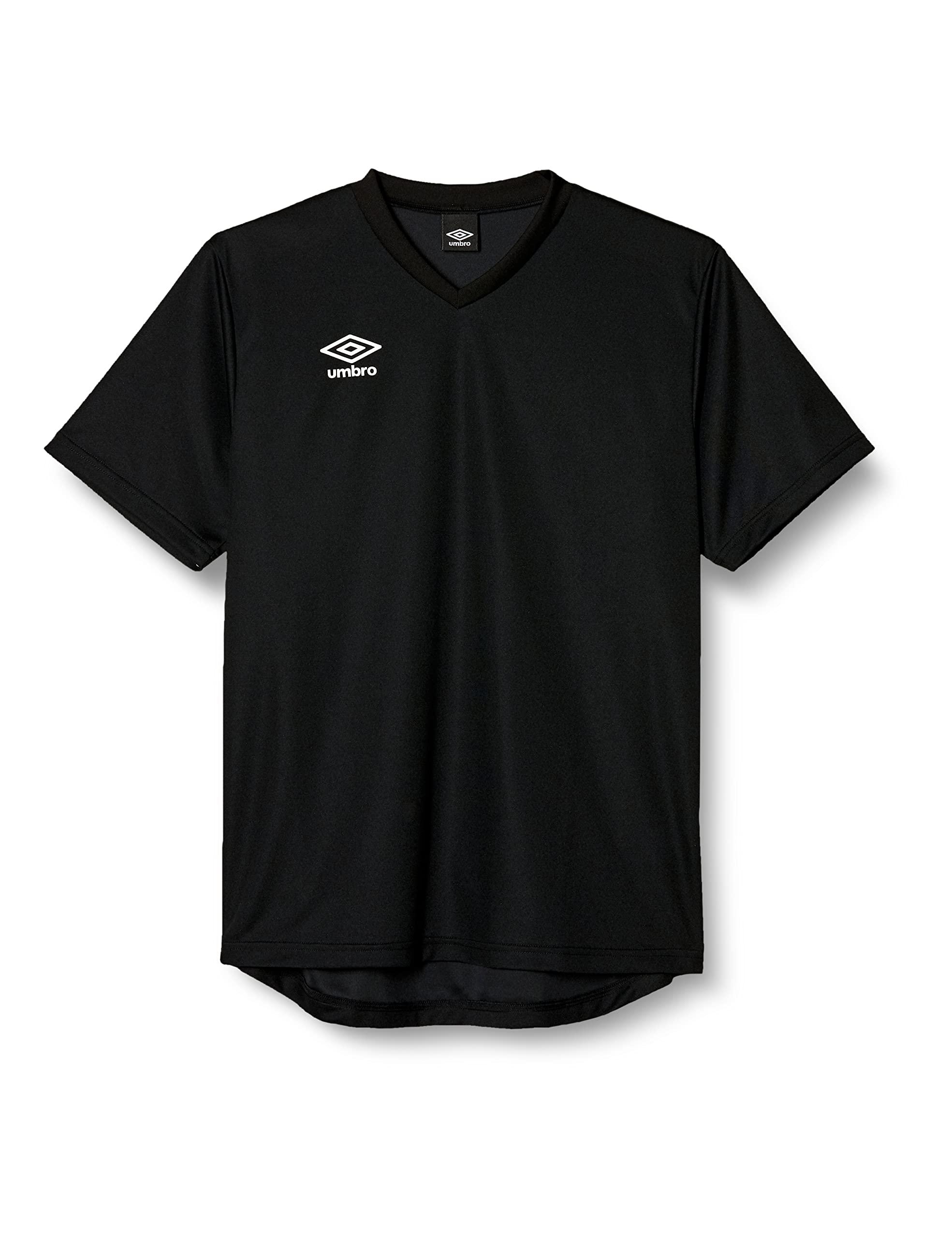 [Umbro] T-Shirt Soccer Futsal Single-Point Short-Sleeve Shirt Moisture-Wicking Quick-Dry Stretch Men's Women's Unisex Practice Club Activities Gym BLK (UAS6307) L