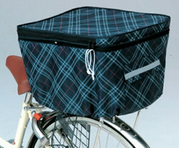 Kawasumi Manufacturing Rear Basket Cover, Two-Tier, Navy Check, 21066