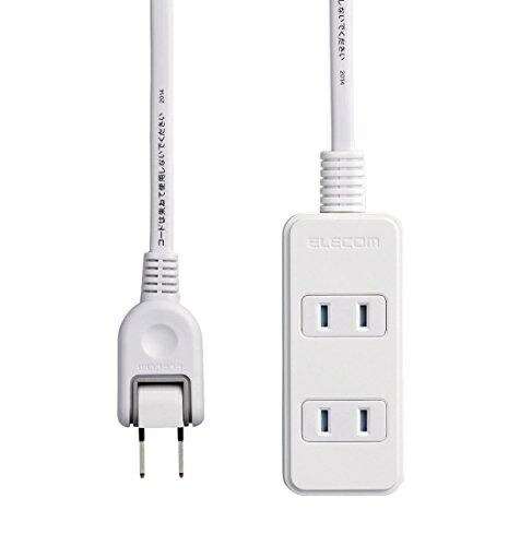 ELECOM Power Strip with Surge Protector, Swing Plugs, Dust Shutters, 3 Outlets, 5m Cable, White T-KST02-22350WH