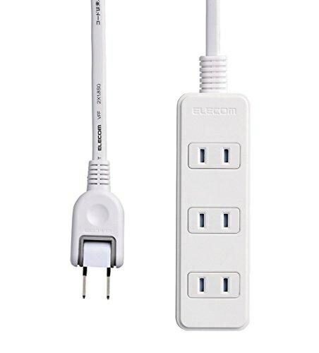 ELECOM Power Strip with Surge Protector, Swing Plugs, Dust Shutters, 4 Outlets, 3m Cord, White T-KST02-22430WH