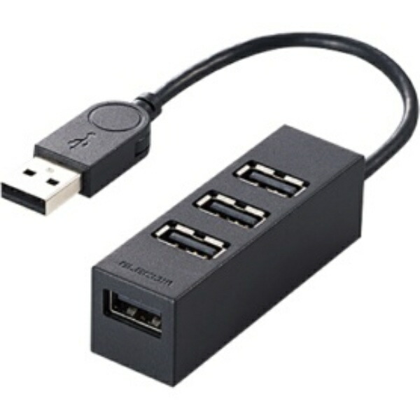 ELECOM USBHUB2.0 Functional Design Bus-Powered 4-Port 10cm Black U2H-TZ426BBK