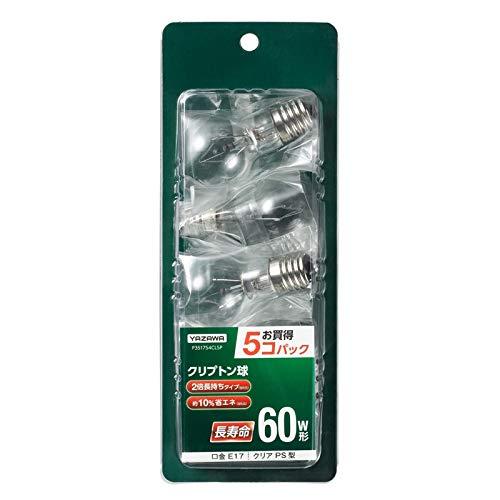 YAZAWA Energy-Saving Krypton Lamp 60W Clear Long-Life 5-Pack P351754CL5P