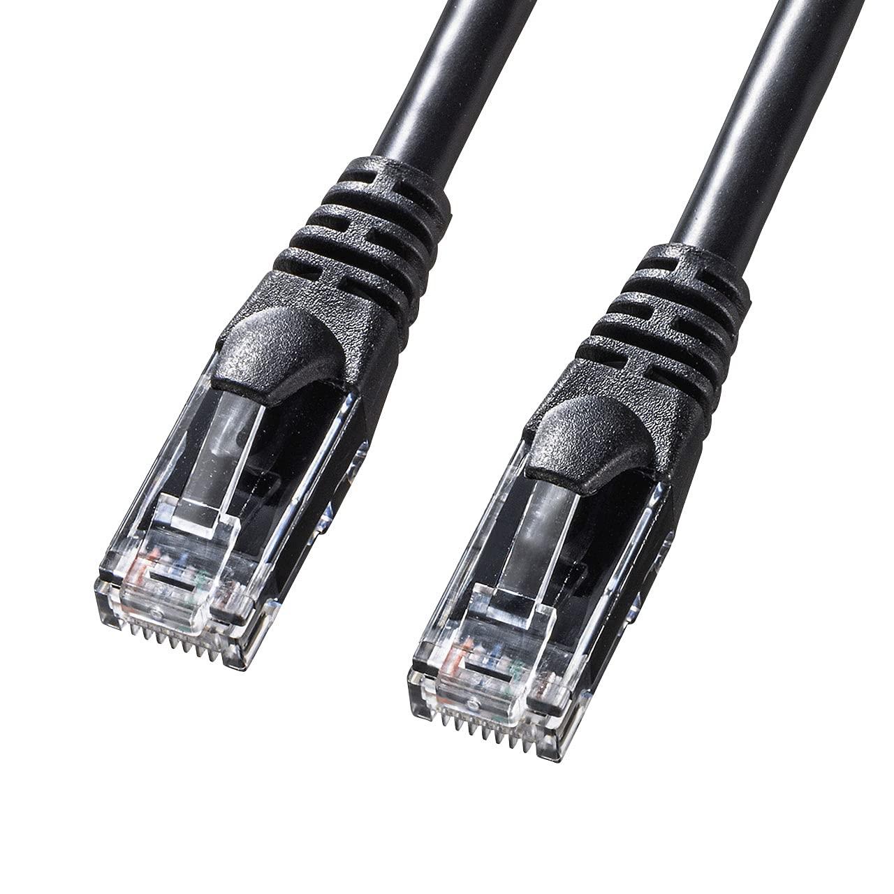Sanwa Supply LAN Cable CAT6A Twisted Pair 10Gbps/500MHz Gigabit Ethernet Cable with Snap-Proof RJ45 Connectors (5m) Black KB-T6AY-05BK