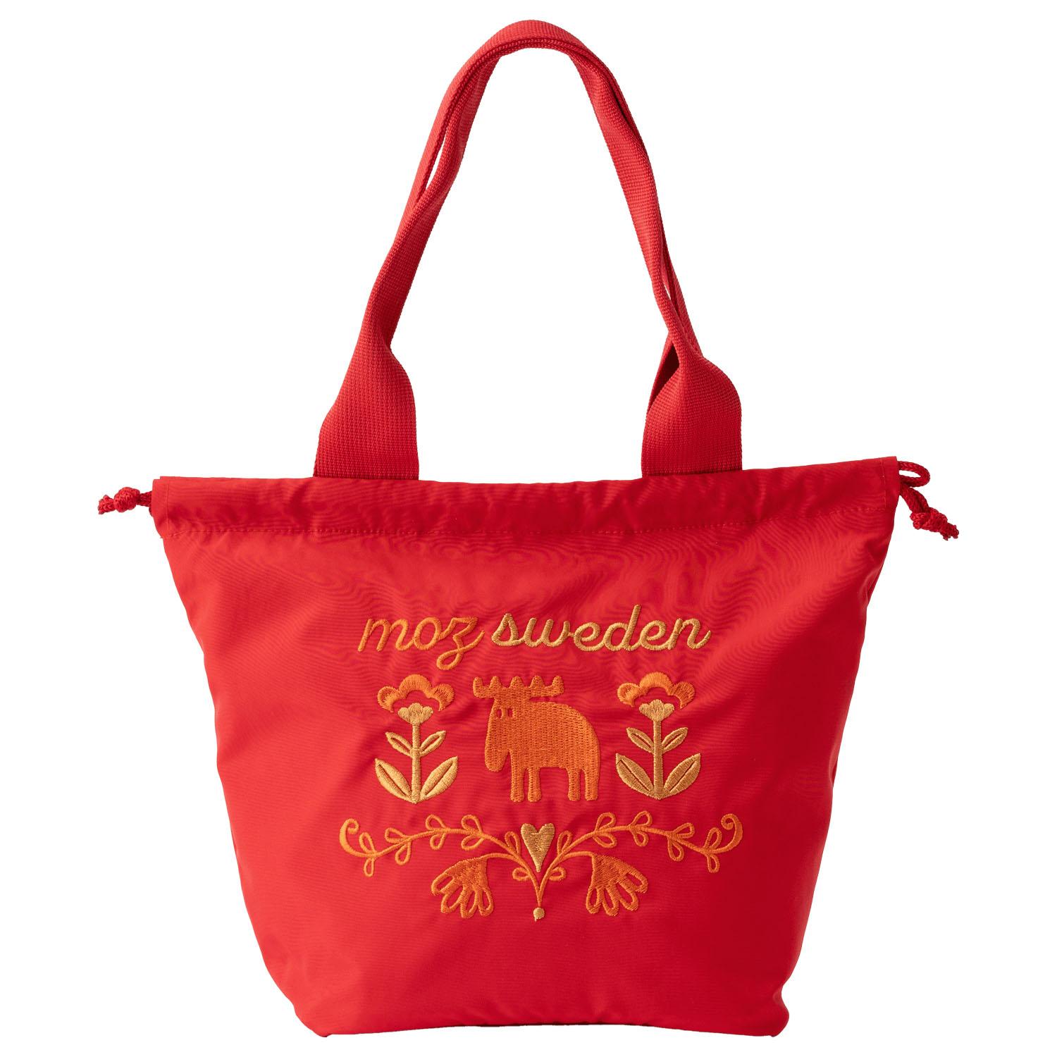 moz Embroidered Tote Bag M Red