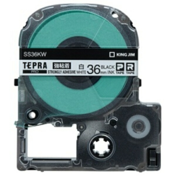 Kingjim Tepla PRO Tape Cartridge Strong Adhesive 36mm White Label/Black Text Length 8m SS36KW