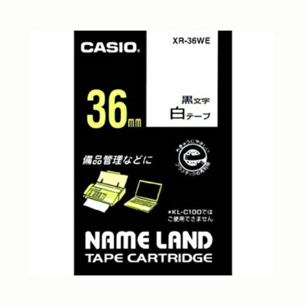 Genuine Casio LabelWriter NameLand Tape 36mm XR-36WE White Background with Black Text