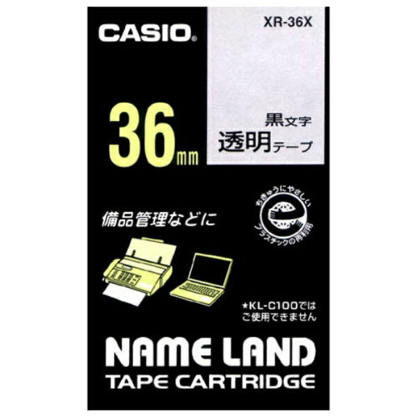 Genuine Casio LabelWriter NameLand Tape 36mm XR-36X Black Text on Transparent