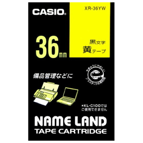 Genuine Casio LabelWriter NameLand Tape 36mm XR-36YW Yellow Background with Black Text