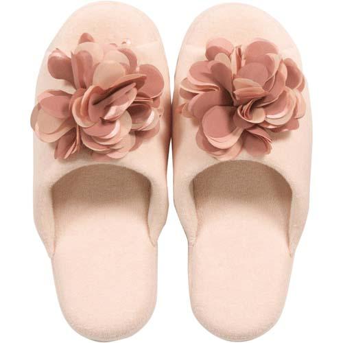 Senko S.D.S. Comfort Slippers with Floral Motif Pink Approx. 25.5cm Cotton Fabric Arch-Shaped Sole Cup Shape Relax 91897