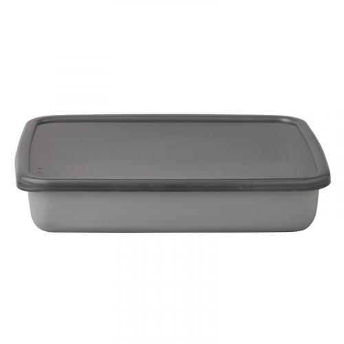 Noda Enamel +Gray Rectangle Shallow L with Seal Lid