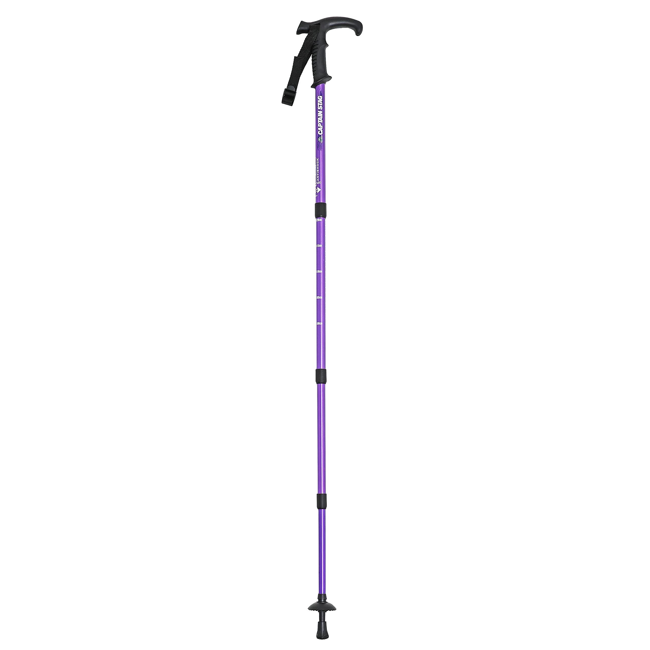 CAPTAIN STAG Trekking Pole Trekking Stick T-Grip 4-Section Telescopic Anti-Shock System Purple FEEL BOSCO M-9840