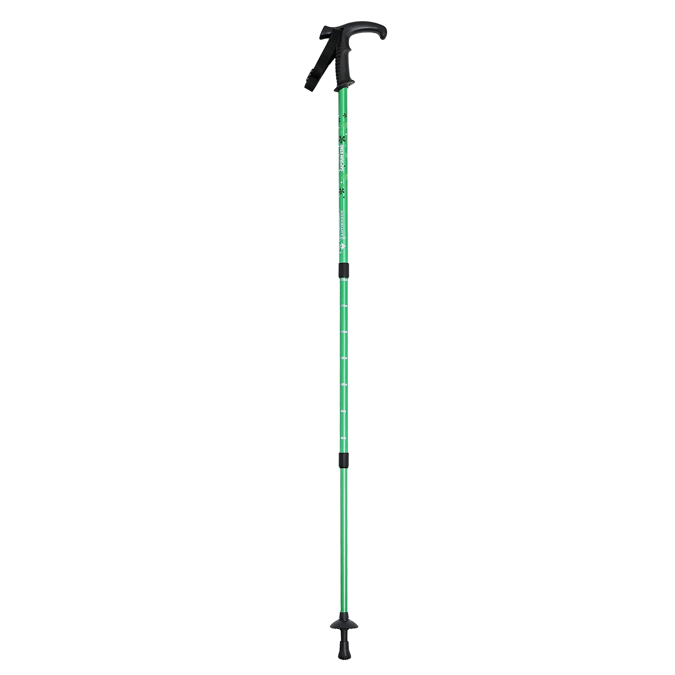 CAPTAIN STAG Trekking Pole Trekking Stick T-Grip 3-Stage Slide Type Anti-Shock System Green/Flower FEEL BOSCO M-9854